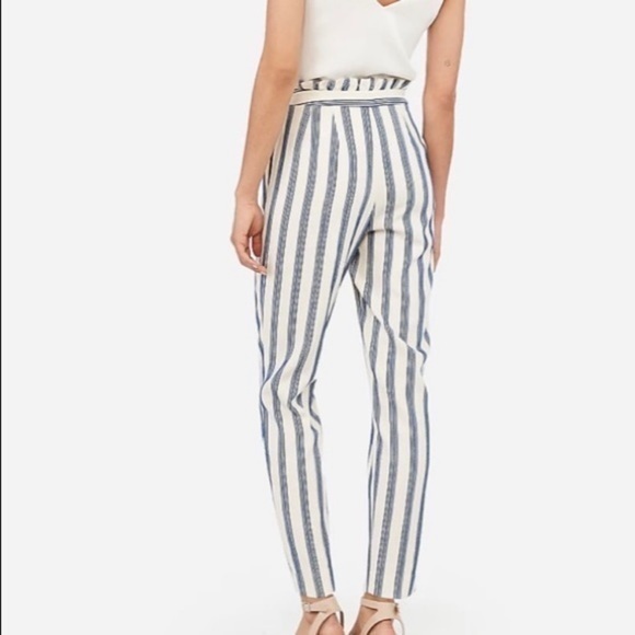 COPY - Striped High Waisted Ruffle Top Ankle Pants trousers size 18 Express NWT - Picture 1 of 3
